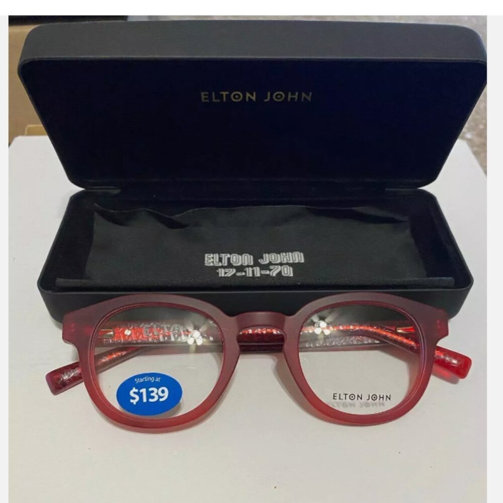Elton John Kenneth Frames Eyeglasses Glasses Cream Soda Red Unisex